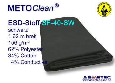 ESD Webstoff SF40-SW, schwarz, 156 g/qm, 4% Karbongarn