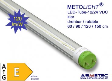 METOLIGHT LED-Röhre-SCE-12_24VDC-RC,  60 cm, 10 Watt, T8, 1100 lm, klar, tagweiß